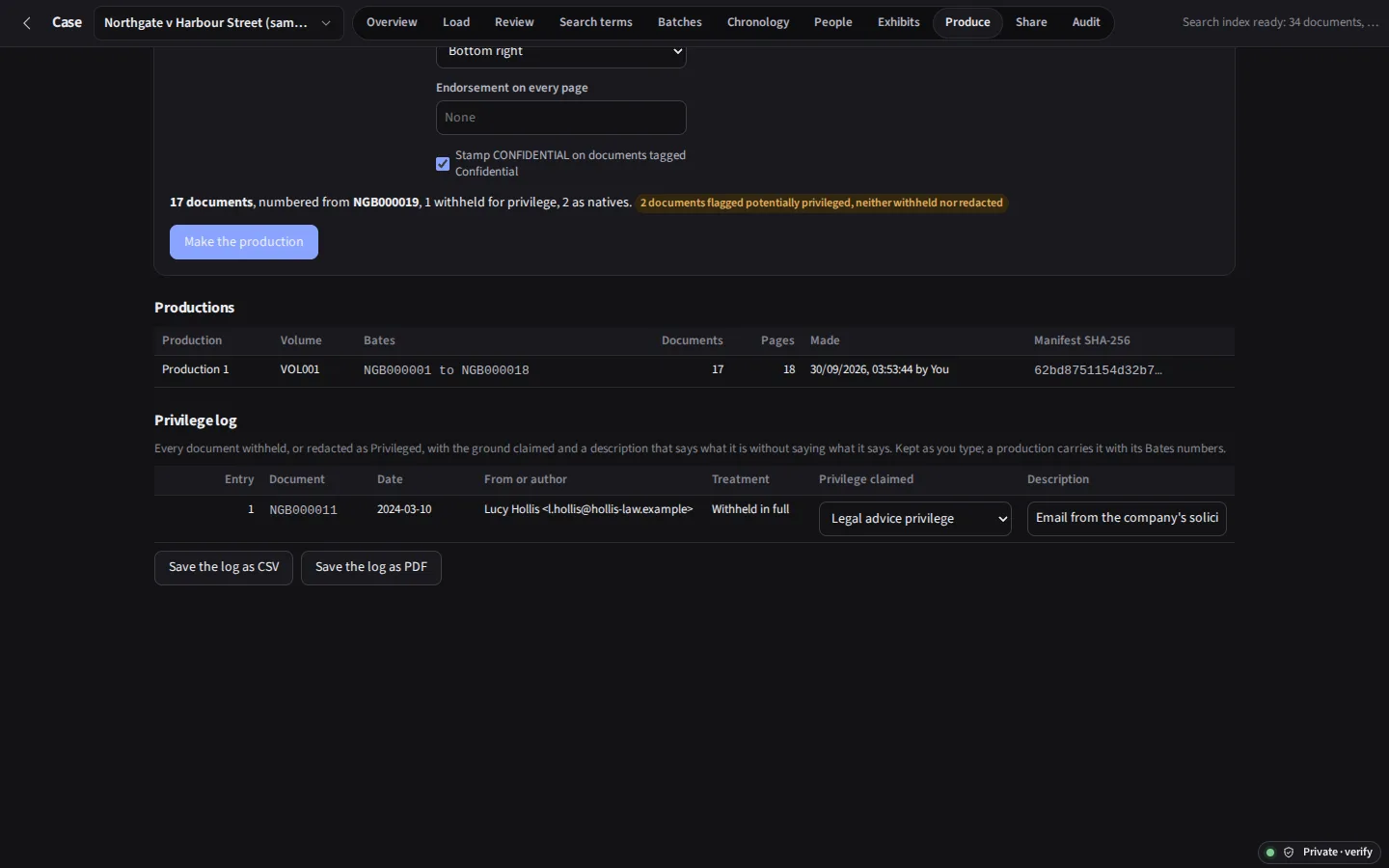 The same Produce screen in the dark theme