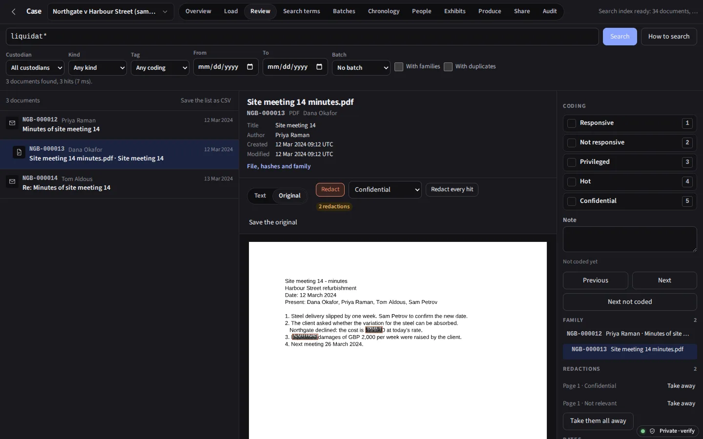 The same redactions in the dark theme