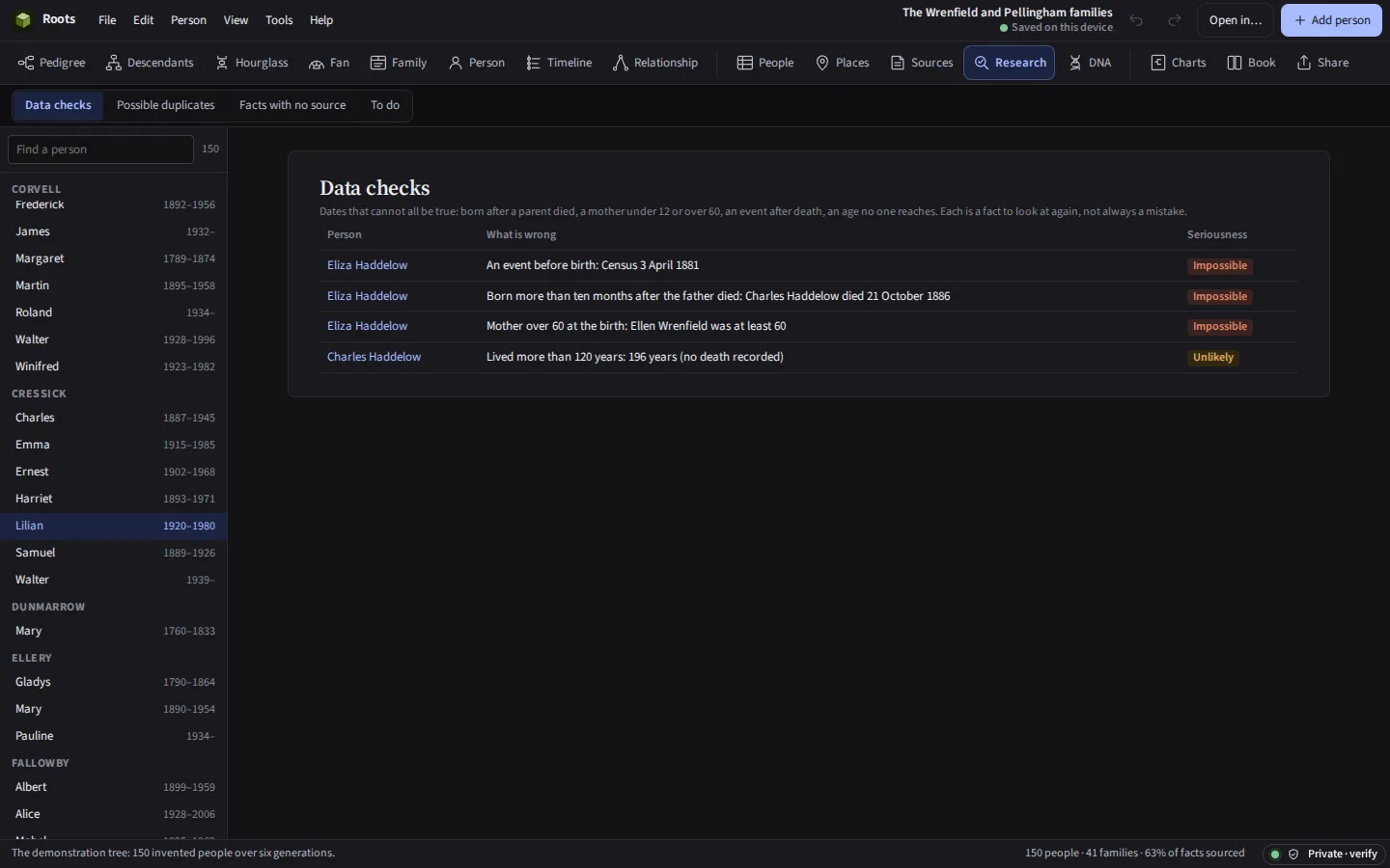 The same checks in the dark theme